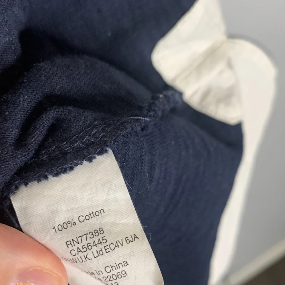 J crew white cream blue stripe T-shirt dress xxs